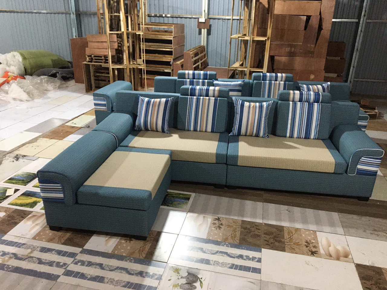 Sofa Bề Mặt Nỉ 3 Tay Khung Keo