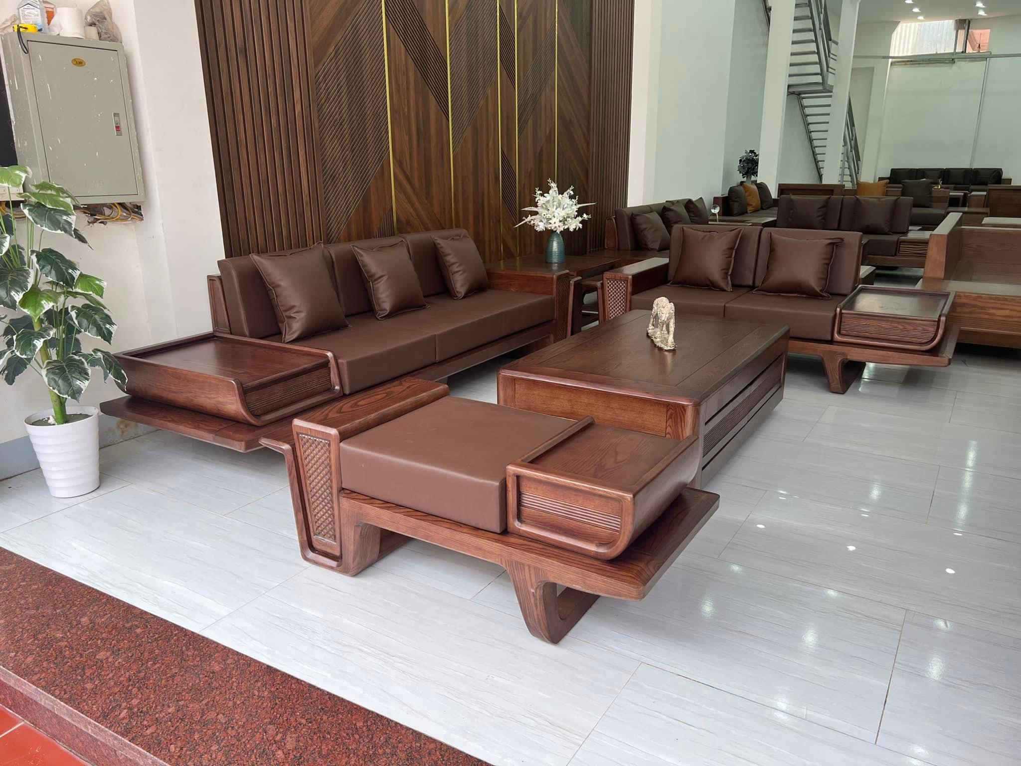 Sofa gỗ sồi chân chữ T